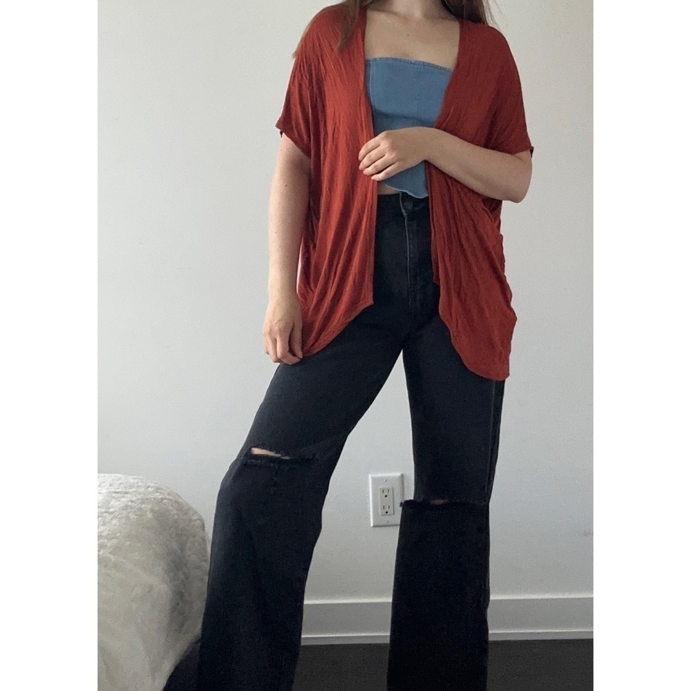 SWS Basic Streetwear Society orange open front knit cardigan oversized XS S M L